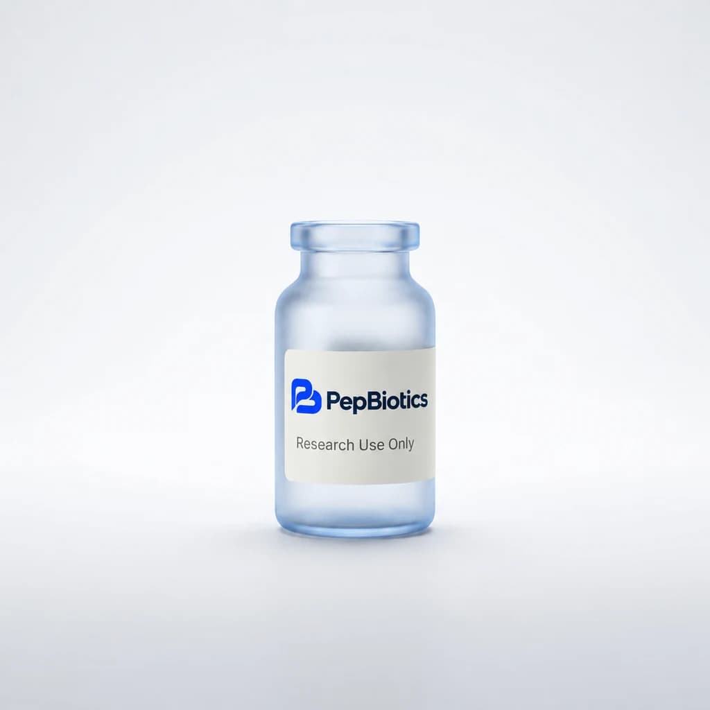 A scientist inspecting a PepBiotics vial
