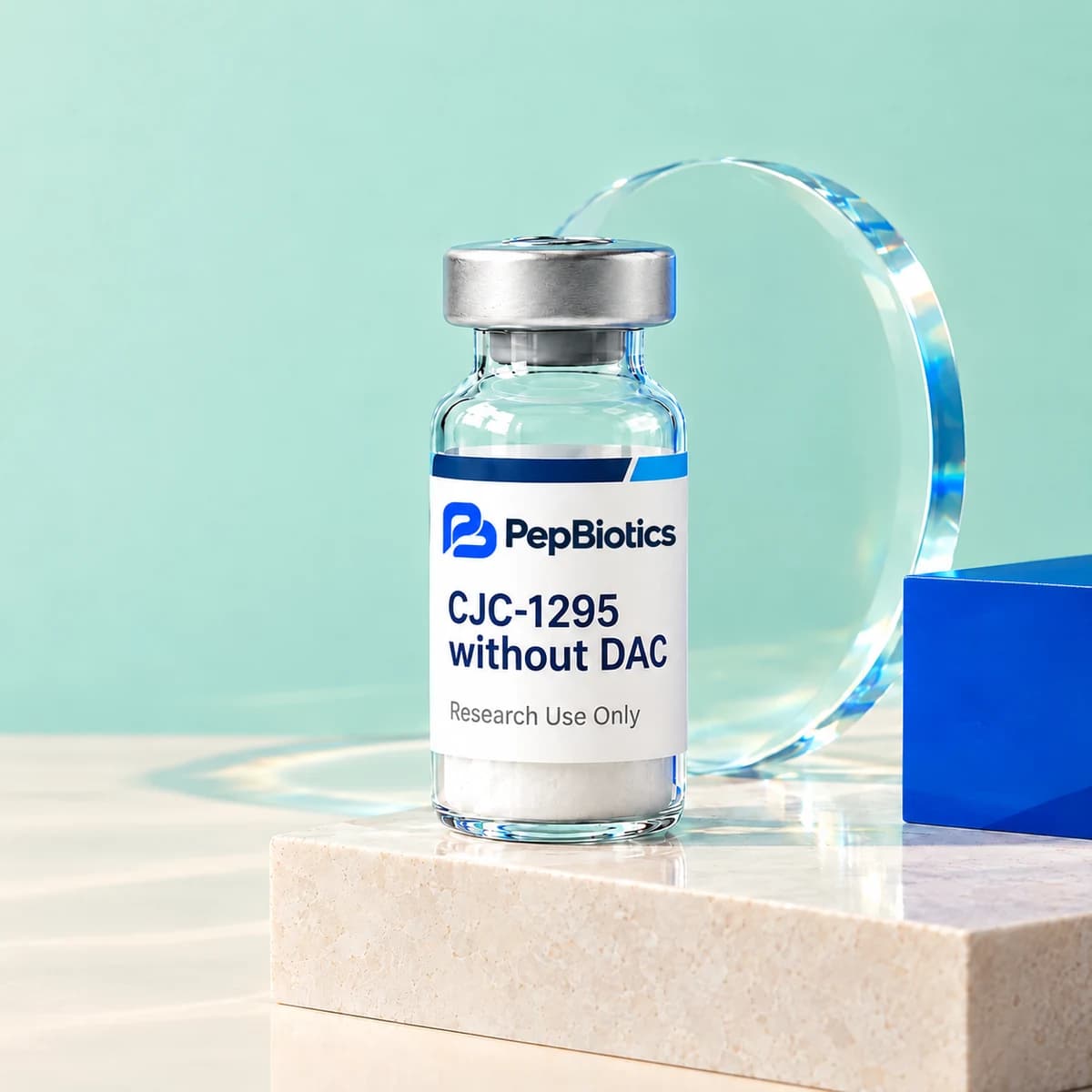 Illustrative PepBiotics CJC-1295 without DAC mint studio artwork