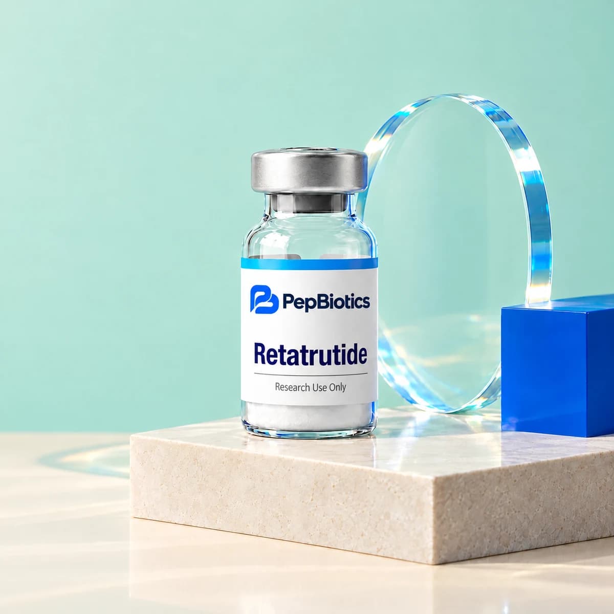 Illustrative PepBiotics Retatrutide mint studio artwork