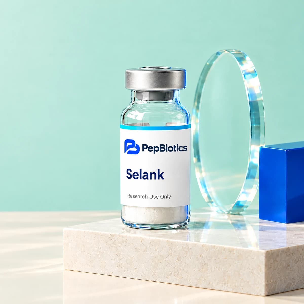 Illustrative PepBiotics Selank mint studio artwork
