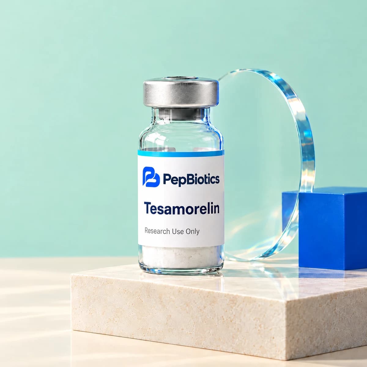 Illustrative PepBiotics Tesamorelin mint studio artwork