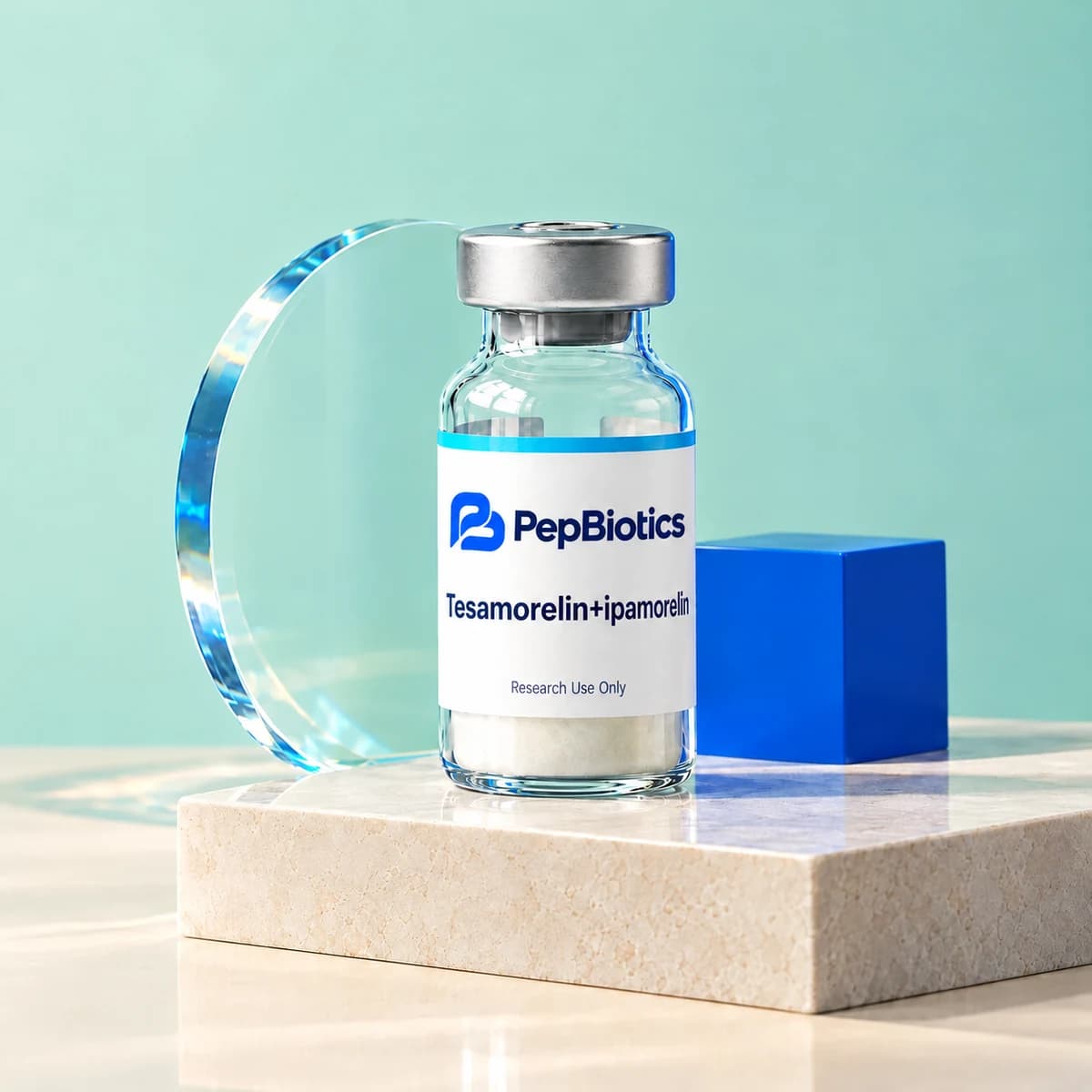 Illustrative PepBiotics Tesamorelin+ipamorelin mint studio artwork